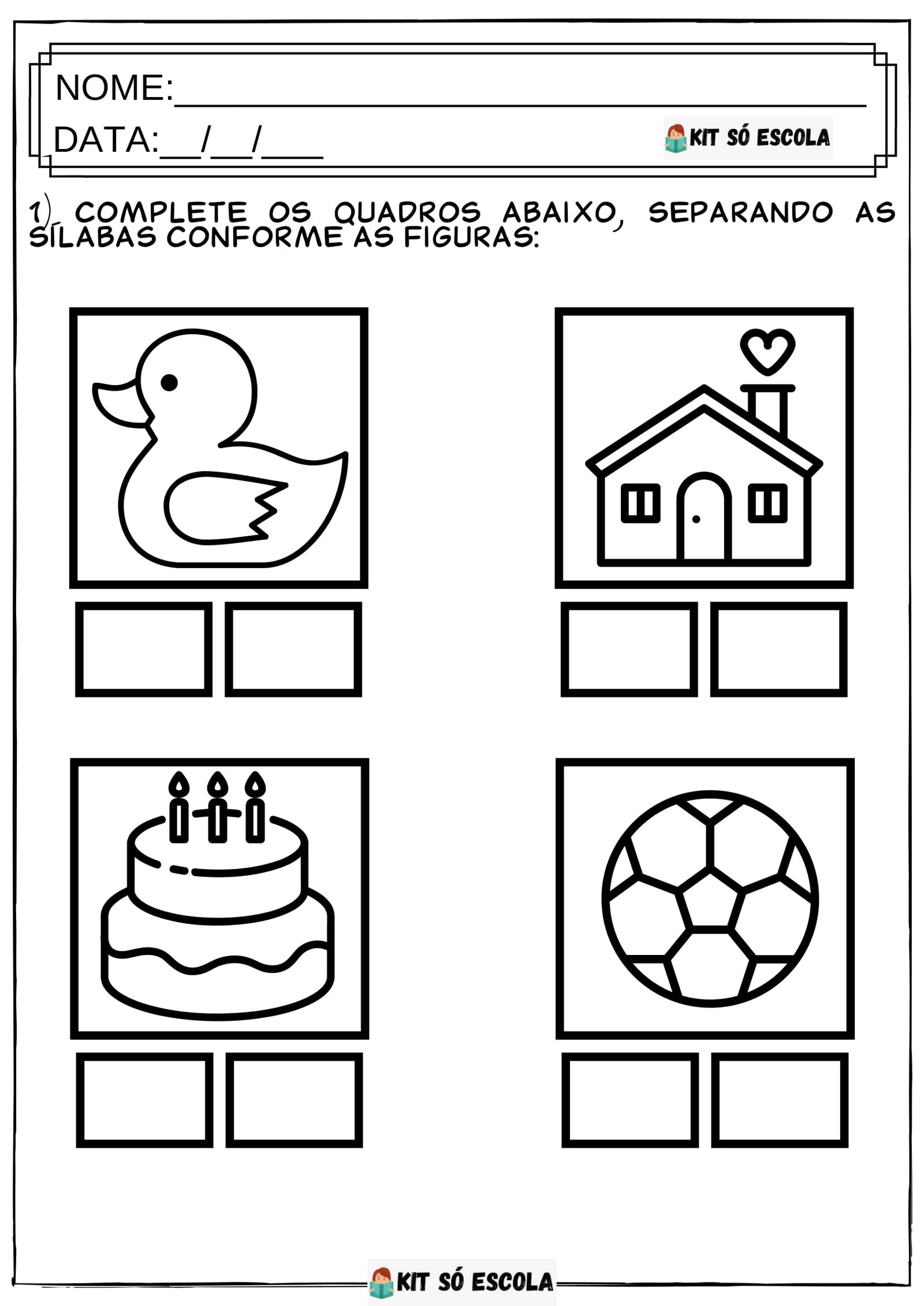 Atividades com Sílabas Simples e Complexas — SÓ ESCOLA  Atividades com  silabas simples, Palavras com 2 silabas, Atividades montessori