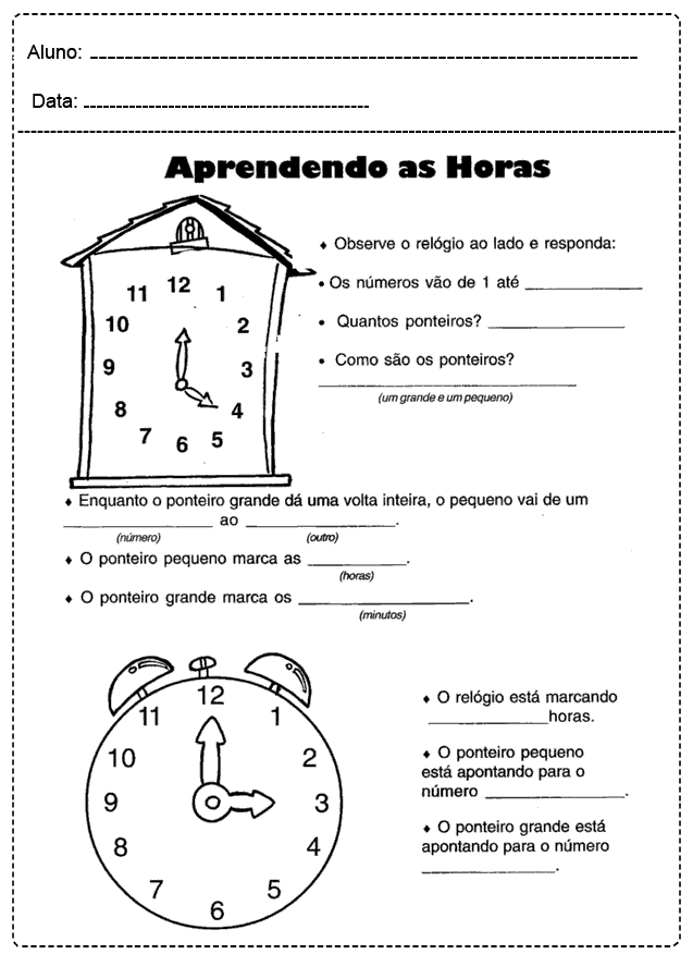 Atividades e Projetos Fundamental I: Atividade Educativa Medidas de Tempo Hora  Minutos e S…