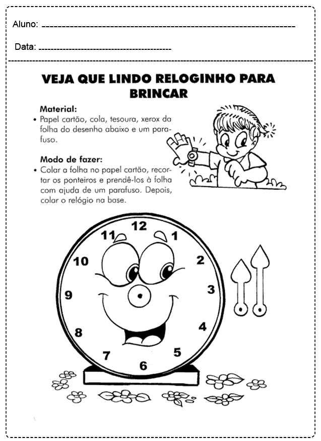 Relógio Letra A Atividade para Educação Infantil