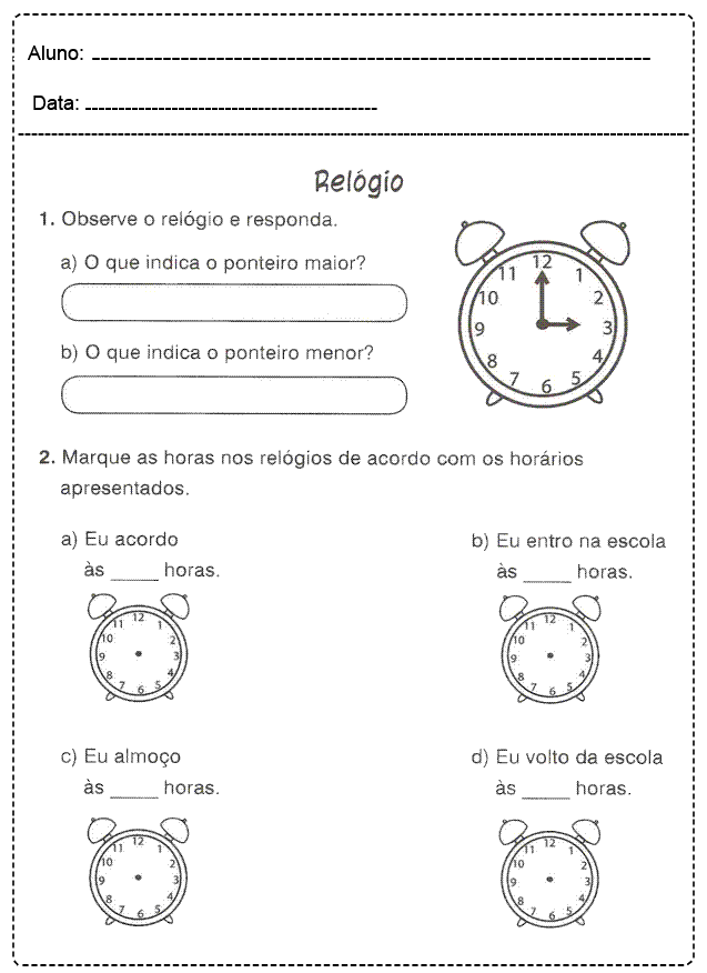 Relógio Letra A Atividade para Educação Infantil