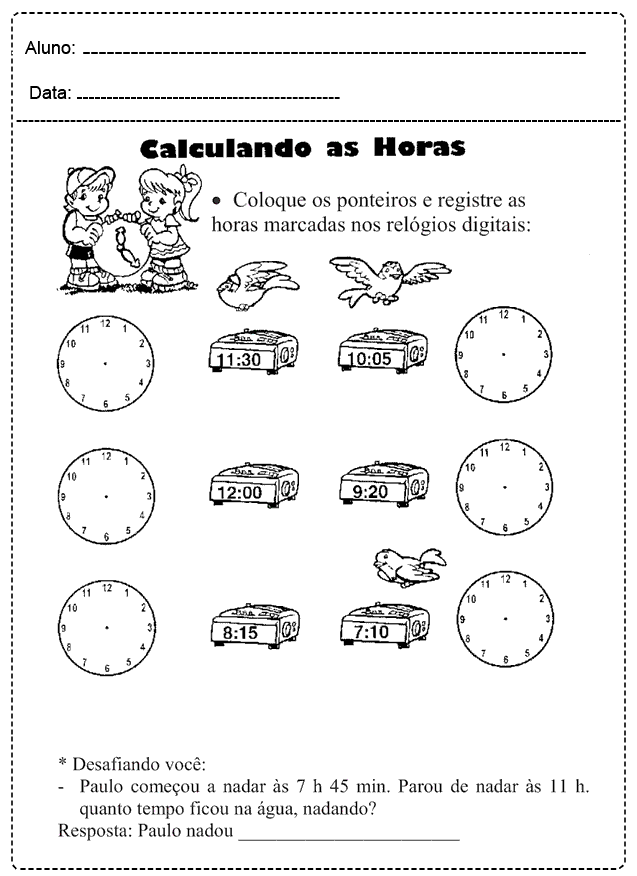 Atividades com relógio para educação infantil - Ensinoja