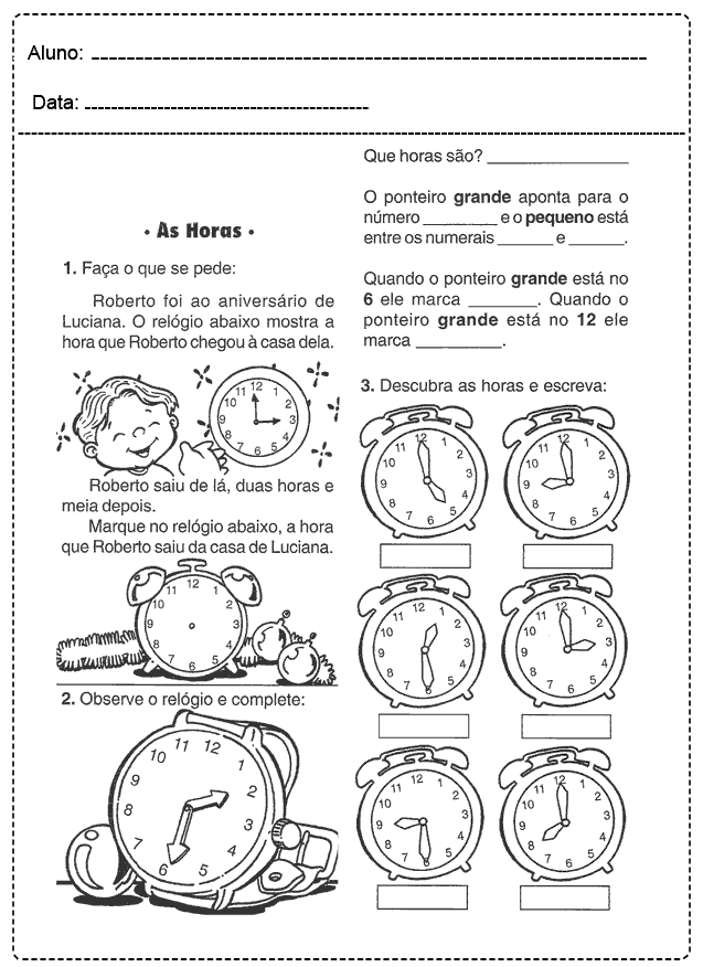 Relógios para montar e imprimir - Formando Alunos