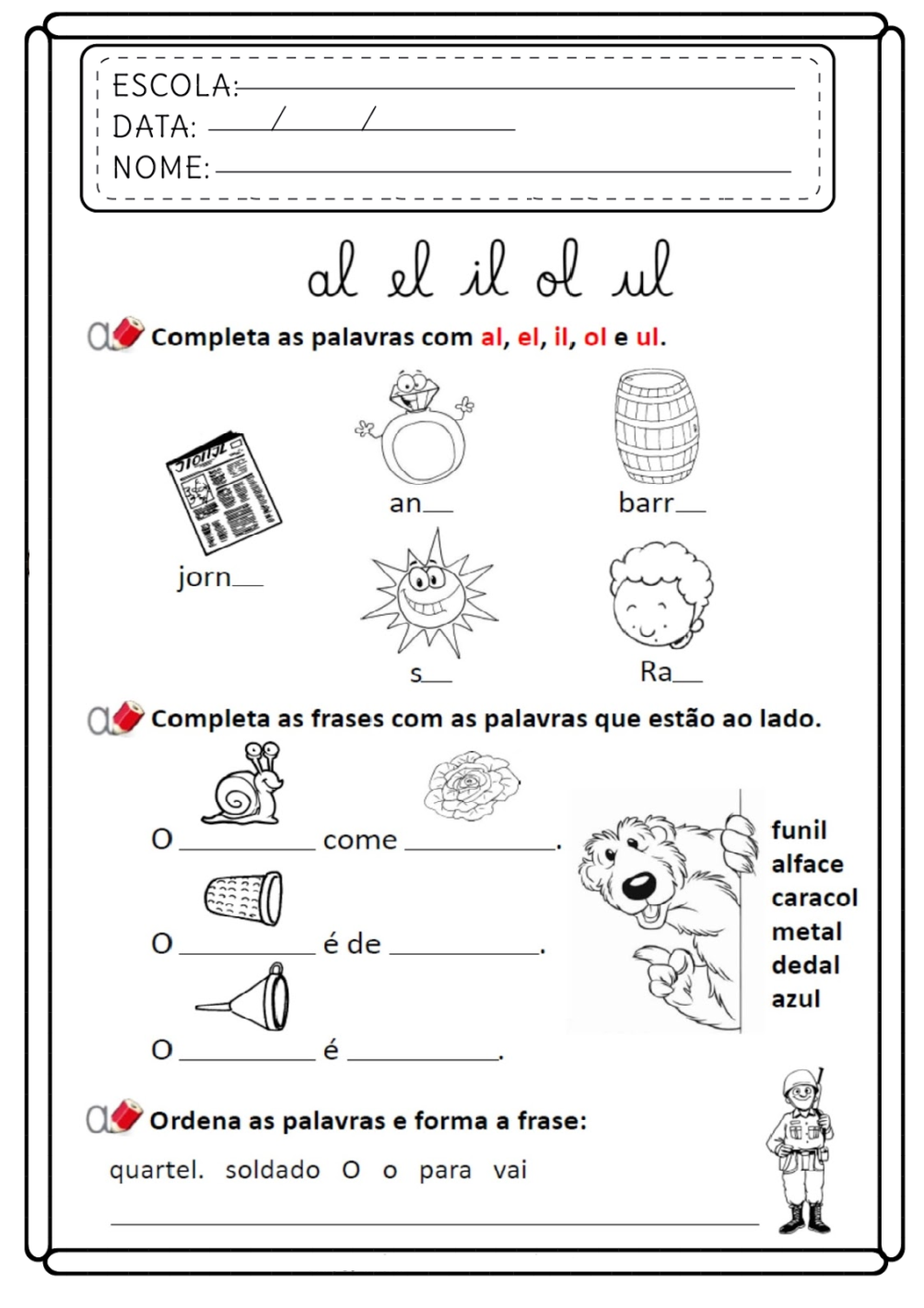 Texto Com Al El Il Ol Ul - BRAINCP