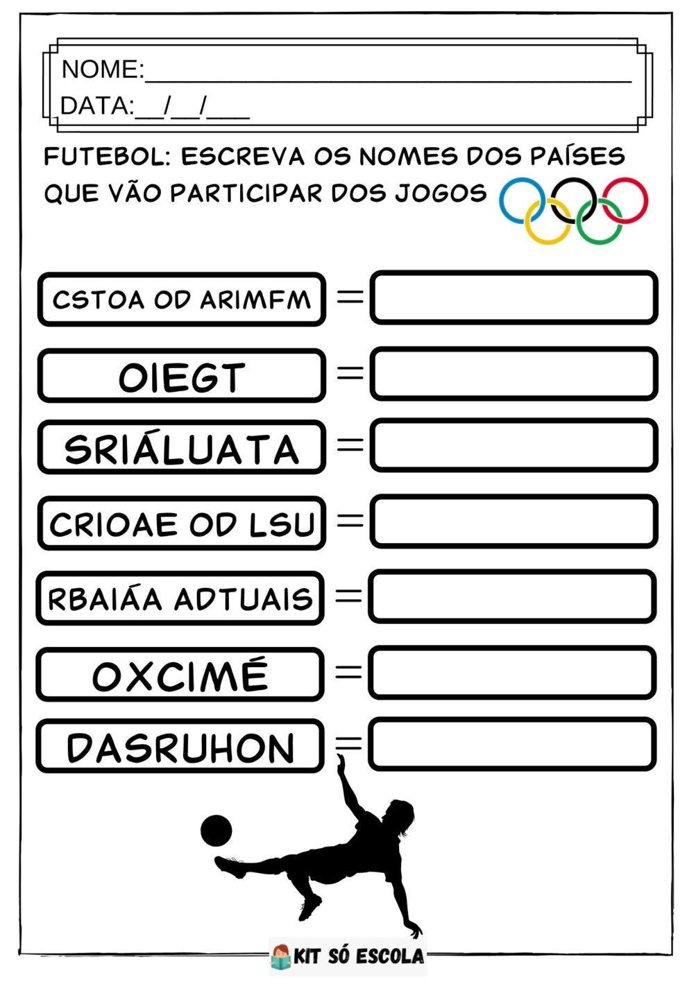 Jogos Olimpicos Caça Palavras - ENSINO